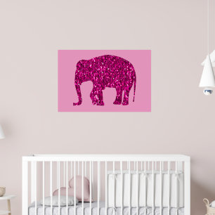 Glitterende hete roze Olifant nepglinters op roze Poster
