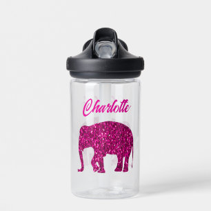 Glitterende hete roze Olifant nepgloei aangepaste Waterfles