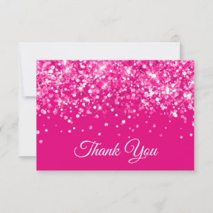 Glitterende hete roze Sweet 16 Bedankkaart
