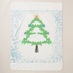 Glitterende Kerstboom Sherpa Deken