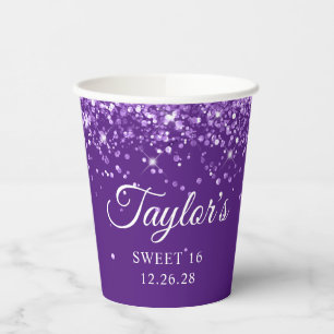 Glitterende Koninklijke Paarse Sweet 16 Papieren Bekers