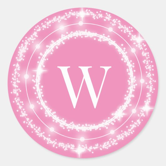 Glitterende Krans Monogram Sticker (Voorkant)