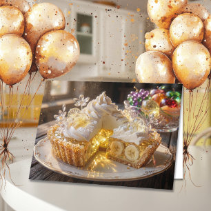 Glitterende Kristallen Banana Cream Taart Gelukkig Kaart