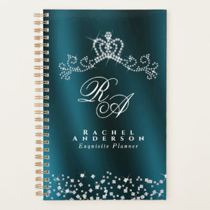 Glitterende kroon monogram groen planner