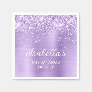 Glitterende lavendel folie Mis XV Años Servet