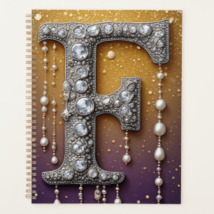 Glitterende letter F met gouden druppel Planner