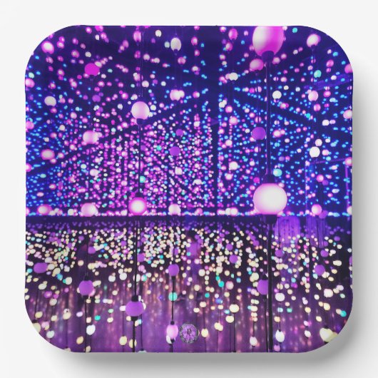 Glitterende lichten 9" papieren bordje (Voorkant)