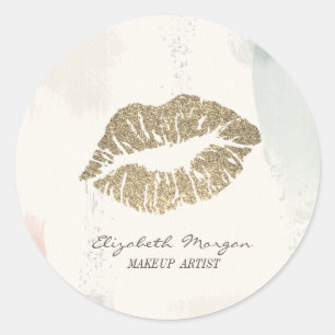 Glitterende lippen van moeder, waterverf penseelst ronde sticker