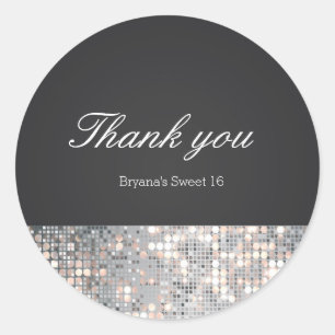 Glitterende Lovertjes Glam Zwart Huwelijks Favorie Ronde Sticker