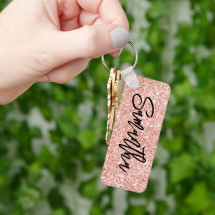 Glitterende Luxe Blush Roze Goud Glitters Sleutelhanger