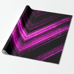 Glitterende metaalachtige hete roze magenta zwarte cadeaupapier