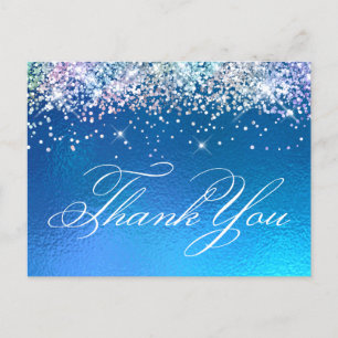 Glitterende Multi Glitter Oceaan Ombre Folie Dank  Briefkaart