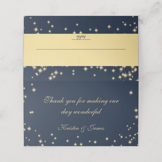 Glitterende Navy Blauwe en Gouden Zitplaatsen (Buitenkant ongevouwen)