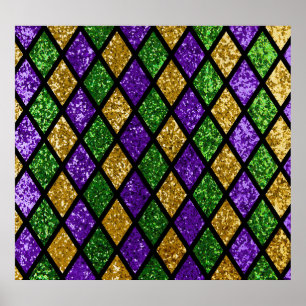 Glitterende paillettes diamanten, feestelijke acht poster