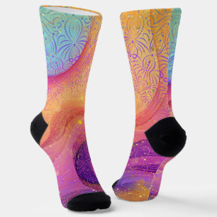 Glitterende Regenboog Mandala Sokken