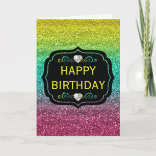 Glitterende regenbooggradiënt glitters verjaardag kaart