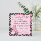 Glitterende roller-schaatsfeest-uitnodigingen met kaart (Staand voorkant)