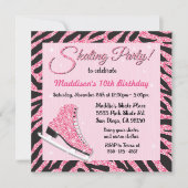 Glitterende Roller Skate Party Uitnodigingen met P (Voorkant)