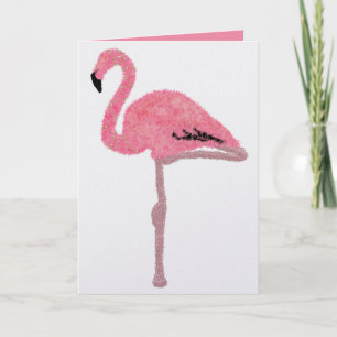 Glitterende roze flamingo tropische kerst feestdagen kaart