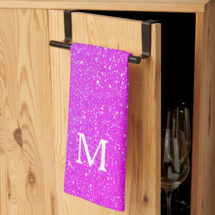 Glitterende Roze Glitter Ombre Monogram Eerste Moo Theedoek