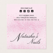 Glitterende Roze Glitterstof Gevouwen Visitekaartjes (Buitenkant ongevouwen)