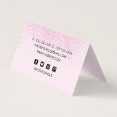Glitterende Roze Glitterstof Gevouwen Visitekaartjes (Achterkant)