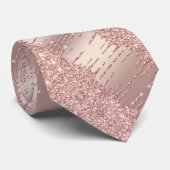 Glitterende Roze Gouden Blush Glitter Halsdoek Stropdas (Opgerold)
