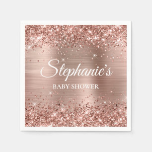 Glitterende Roze Gouden Folie Baby Shower Servet