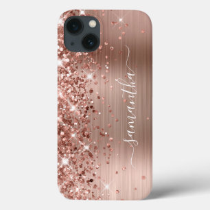 Glitterende Roze Gouden Folie Moderne Meisjesachti iPhone 13 Hoesje