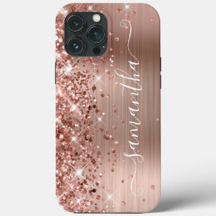 Glitterende Roze Gouden Folie Moderne Meisjesachti iPhone 13 Pro Max Hoesje