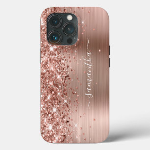 Glitterende Roze Gouden Folie Moderne Vrouwelijke iPhone 13 Pro Hoesje