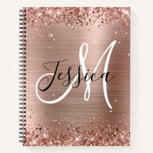 Glitterende Roze Gouden Folie Zwarte en Witte Mono Notitieboek