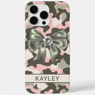 Glitterende Roze Groene Camouflage Persoonlijk iPhone 16 Pro Max Hoesje
