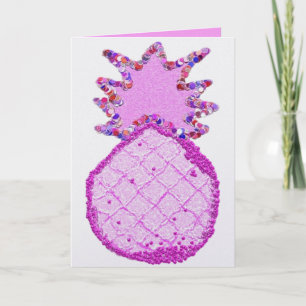 Glitterende roze lavendel ananas feestdagen kaart