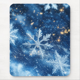 Glitterende Sneeuwvlokken Winter Kerstmis Muismat