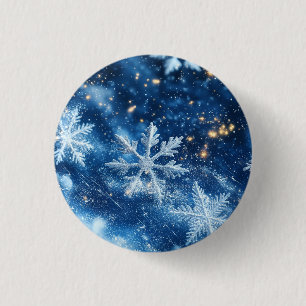 Glitterende Sneeuwvlokken Winter Kerstmis Ronde Button 3,2 Cm