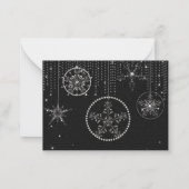 Glitterende Sneeuwvlokken Zwart Wit Elegant Klasse Notitiekaartje (Achterkant)