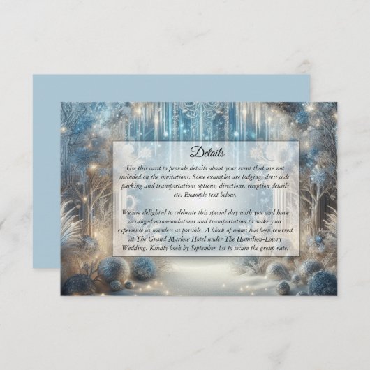 Glitterende Snowy Forest Wedding Enclosure Kaart (Voorkant / Achterkant)