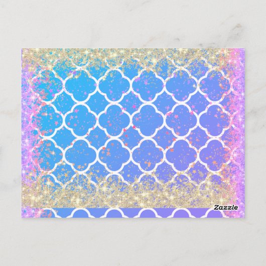 Glitterende Ster Whimsical Eenhoorn Custom Briefkaart (Achterkant)