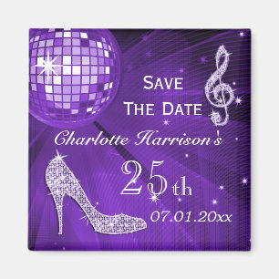Glitterende Stiletto Hak 25e Verjaardag Save The D Magneet