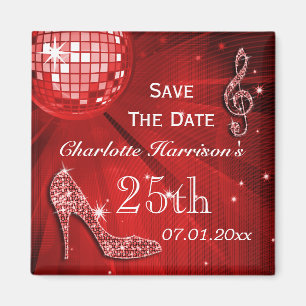 Glitterende Stiletto Hak 25e Verjaardag Save The D Magneet