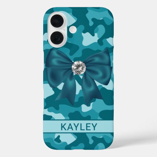 Glitterende Teal Camouflage Persoonlijk Case-Mate iPhone Case (Achterkant)