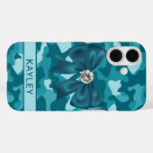 Glitterende Teal Camouflage Persoonlijk Case-Mate iPhone Case (Achterkant (horizontaal))
