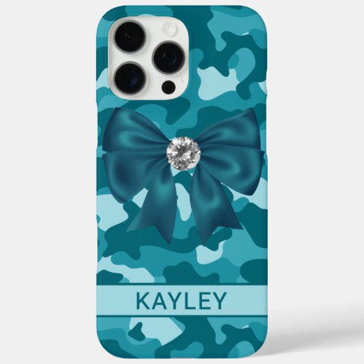 Glitterende Teal Camouflage Persoonlijk Case-Mate iPhone Case (Achterkant)
