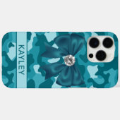 Glitterende Teal Camouflage Persoonlijk Case-Mate iPhone Case (Achterkant (horizontaal))