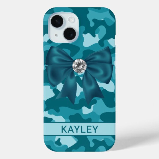 Glitterende Teal Camouflage Persoonlijk Case-Mate iPhone Case (Achterkant)