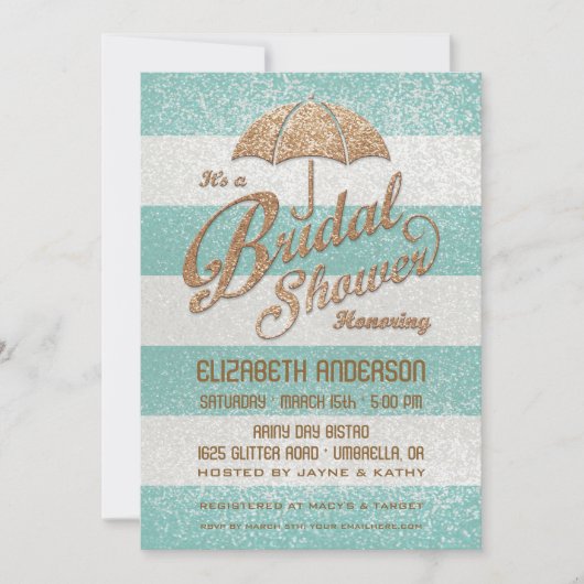 Glitterende Turquoise Krachtige Strepen Bruidsuitn Kaart (Voorkant)