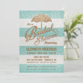 Glitterende Turquoise Krachtige Strepen Bruidsuitn Kaart (Staand voorkant)
