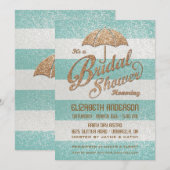 Glitterende Turquoise Krachtige Strepen Bruidsuitn Kaart (Voorkant / Achterkant)