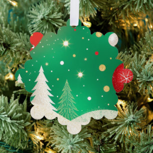 Glitterende vakantiemagie ornament kaart